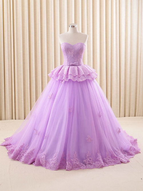 Ball Gown Sweetheart Tulle Lace Purple Bridal Wear