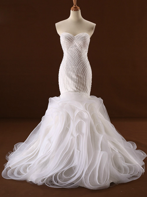 Mermaid Sweetheart Organza Bridal Gown Ruffles