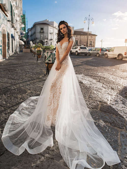 Mermaid Sweetheart Lace Tulle 2 in 1 Wedding Gown