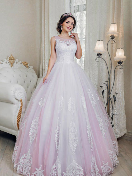 Ball Gown Scoop Lace Tulle Wedding Wear