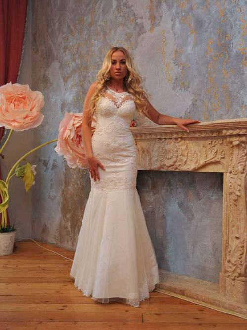 Mermaid Scoop Satin Lace Wedding Dress