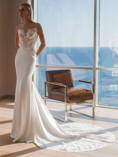 Mermaid Sheer Satin Lace Wedding Dress
