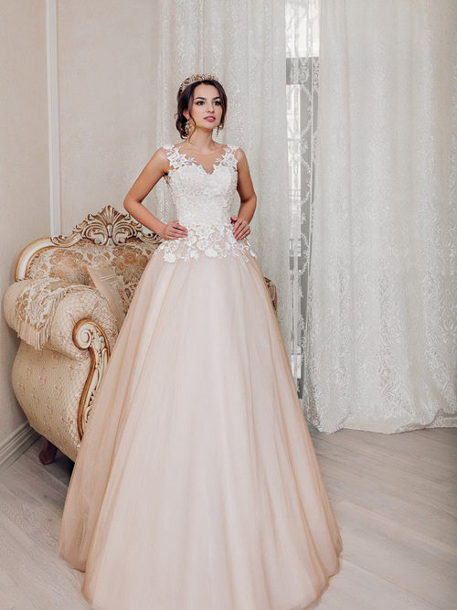 A-line Straps Tulle Lace Wedding Wear