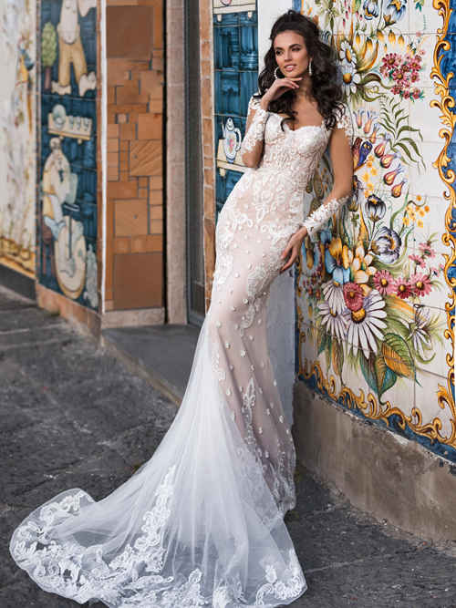 Mermaid Sweetheart Lace Sleeves Wedding Gown