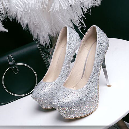 Silver Crystal Party Shoes