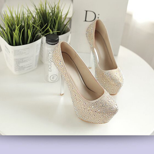 Gold Crystal Party Shoes