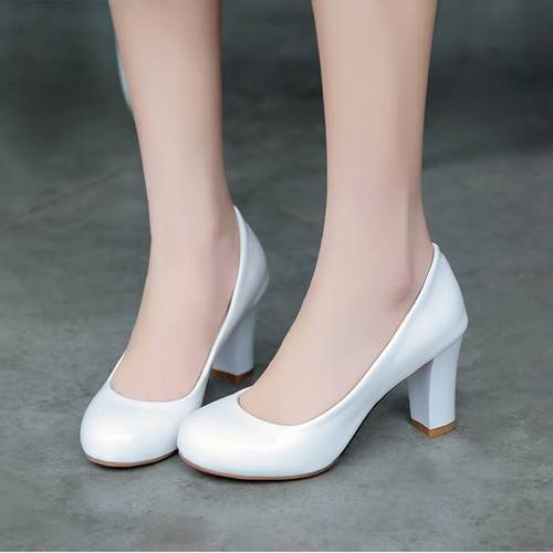 Patent Leather White Wedding Bridesmaid Shoes