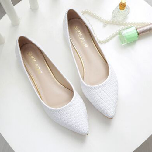 White Flat Wedding Party Shoes For Pregnant Ladies