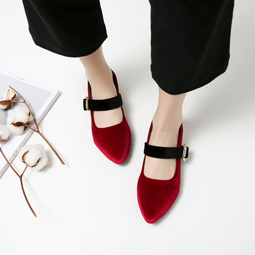 Red Suede Wedding Party Flat Shoes