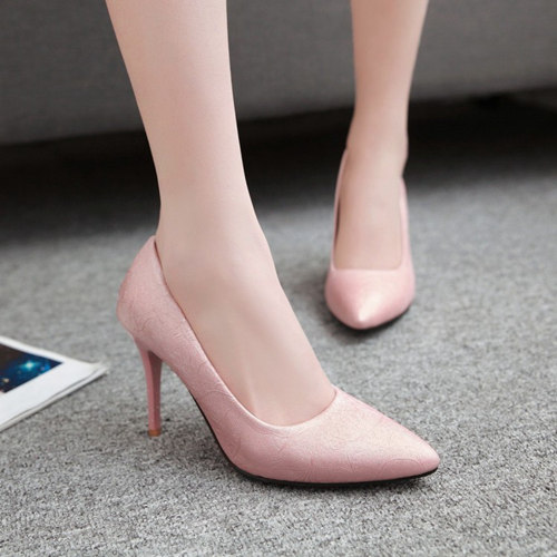 Pink Microfiber Leather Wedding Bridesmaid Shoes