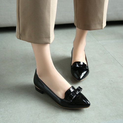 Black Wedding Party Flat Shoes With Bowknot