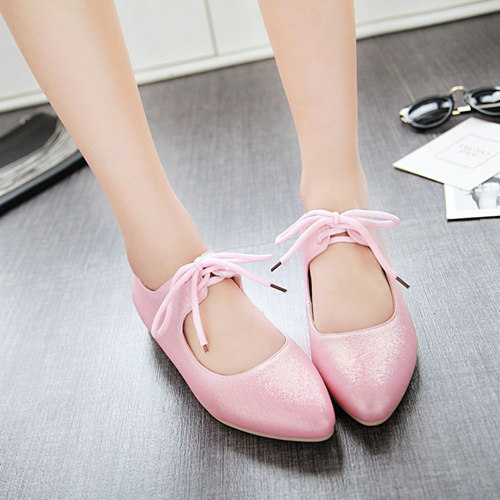 Pink Wedding Low Heeled With Shoelace