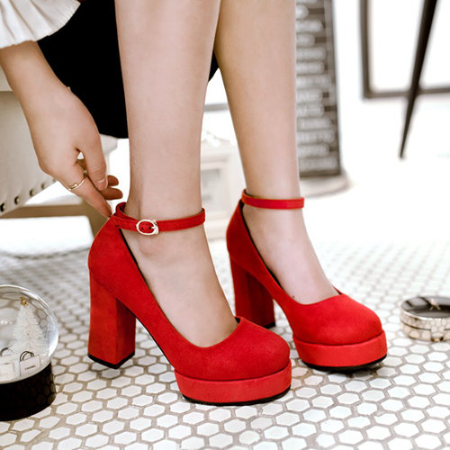 Red Wedding Party Heels With Belt