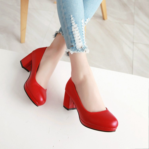 Red Wedding Party Chunky Heels
