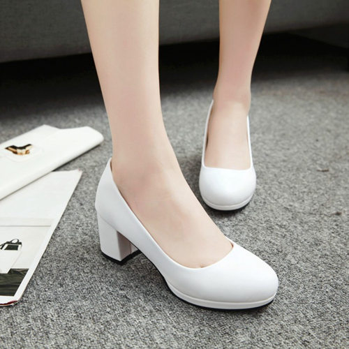 White Wedding Party Chunky Heels