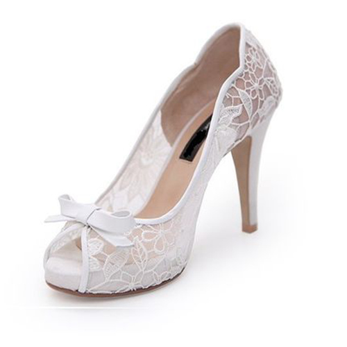 White Lace Formal Party Shoes