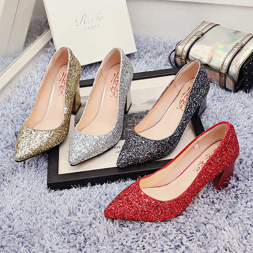 Red/Silver/Gold/Black Wedding Party Bling Shoes
