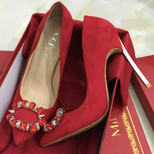 Red Wedding Shoes With Beads
