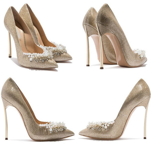 Gold Wedding Party Shoes Pearls
