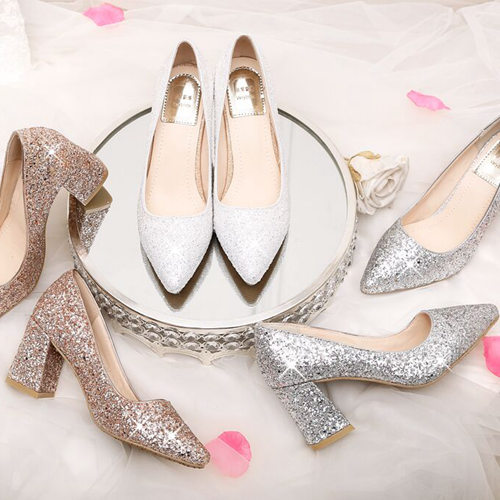 White/Silver/Gold Wedding Party Crystal Shoes