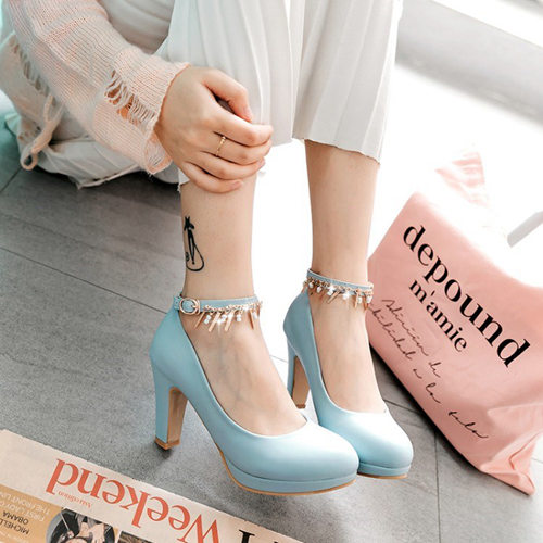 Blue Party Shoes With Belt