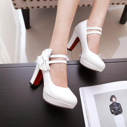 White Wedding Party Shoes With Bowknot
