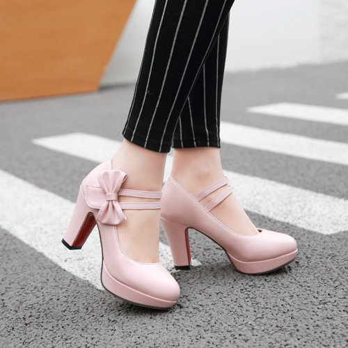 Pink Wedding Party Shoes With Bowknot