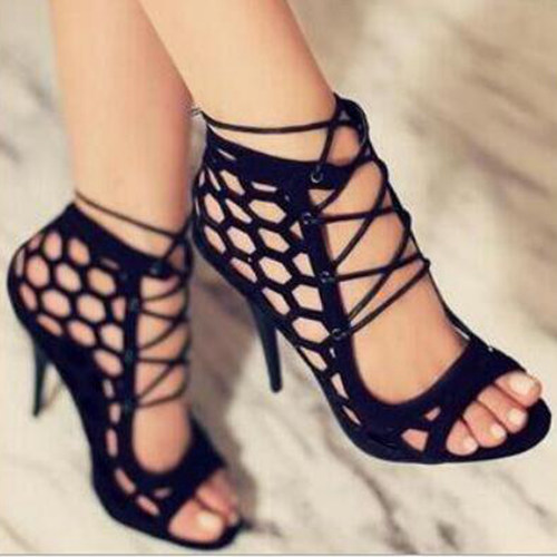 Cool Black Crossover Strap Party Shoes