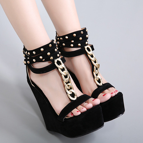 Black Wedding Party Shoes With Rivet