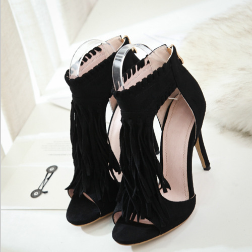 Black Formal Party Shoes With Tassels