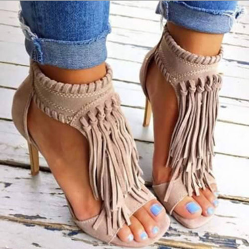 Beige Formal Party Shoes With Tassels