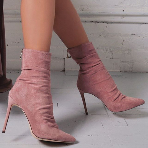 Pink Wedding Party Boots With Zipper