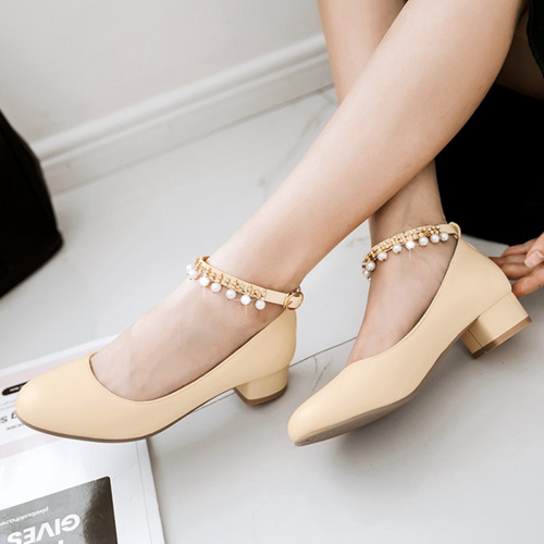 Beige Bridal Party Shoes With Pearls