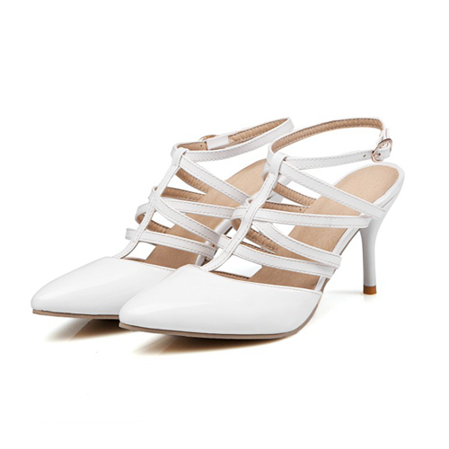 White Bridal Party High Heels With Belt