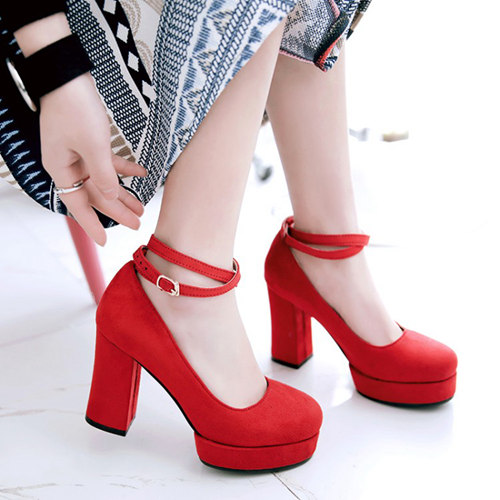 Red Banquet Party Shoes With Belt