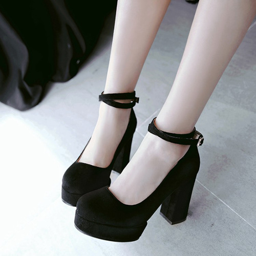 Black Banquet Party Shoes With Belt