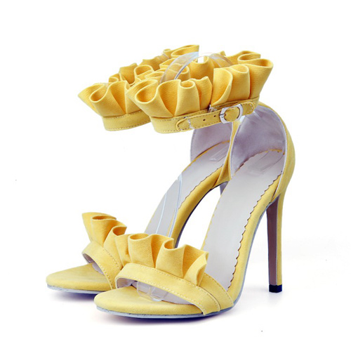 Yellow Bridal Party High Heels With Frills