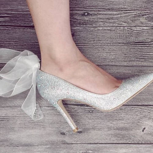 Shiny Wedding Shoes With Beading