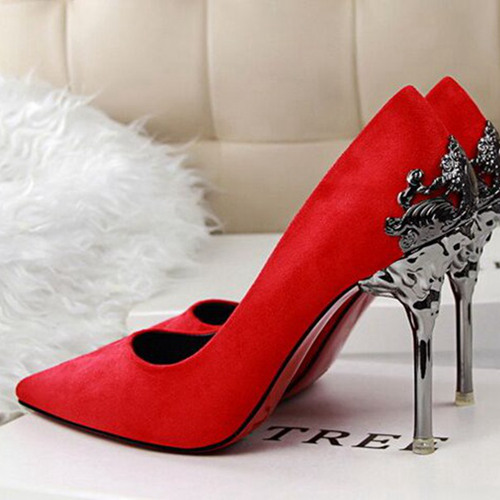 Red Wedding Shoes With Pattern